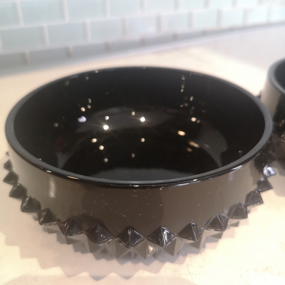 Vintage Indiana Tiara Black Pressed Glass Diamond Point 5" Bowls "RARE" - Picture 4 of 11